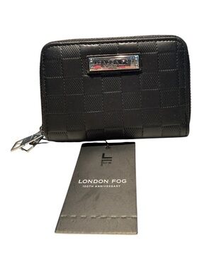 London Fog Dahlia Small Size Double Zipper Wallet Black NWT
